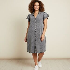 JANE & DELANCEY chambray Grey Wash Plus Lyocell‎ Dress